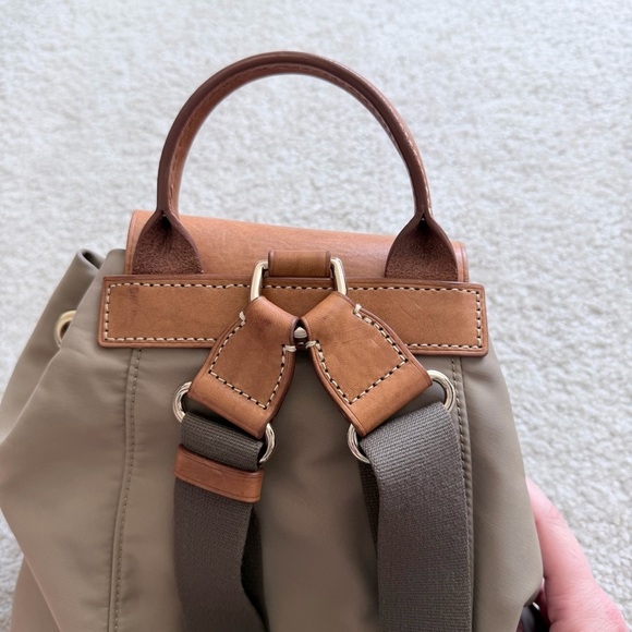 Dooney And Bourke Allie Nylon Beige Brown Leather Backpack Authentic main image 8